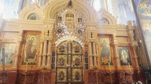 The luxurious interiors of the Church of the Savior on Spilled Blood, St. Petersburg, Russia
