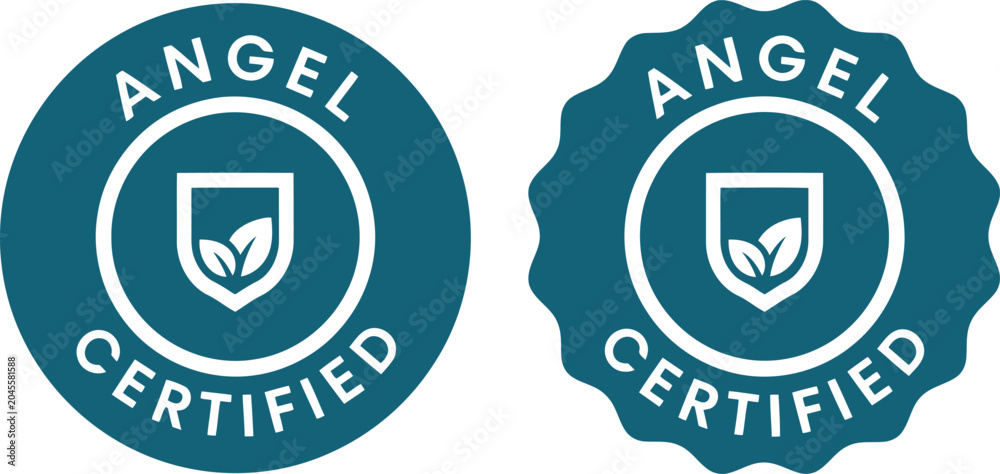 Obraz premium Angel Certified Badge Icons with Leaf Emblem on White Background