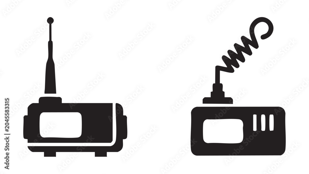 Fototapeta premium Black Portable Two Way Handheld Radio Transceiver Icons