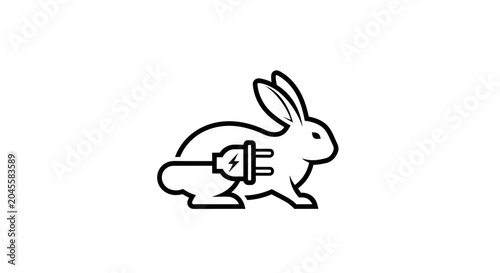 Photos Illustration of a rabbit with an electric plug integrated into its body