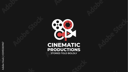 Cinematic Productions Creative Logo Design with Film Elements