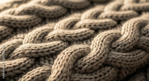Cuadro en lienzo Brown Knitted Fabric Closeup Texture.