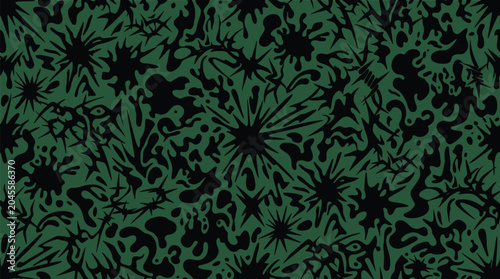 Bild auf Leinwand Y2 k style seamless pattern featuring black ink splatters, starbursts, and triba