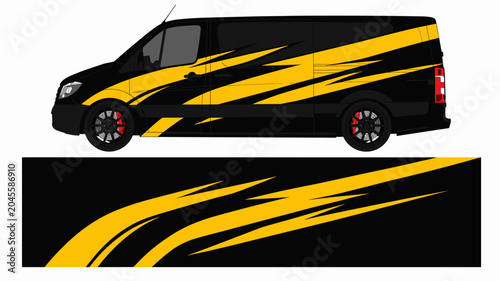 Yellow and orange racing stripe car wrap template.
