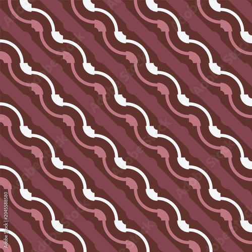 Burgundy And Pink Abstract Wavy Geometric Seamless Pattern Design