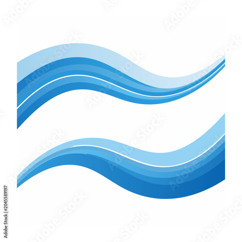 Abstract blue waves on white background