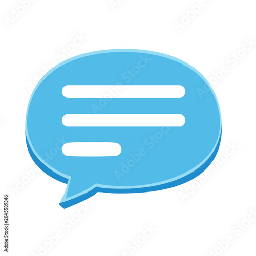Blue speech bubble icon with text lines