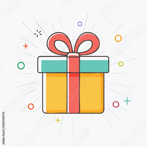 Gift Box with Ribbon and Confetti