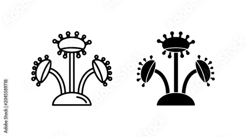 Fényképezés Venus Flytrap Icons, Carnivorous Plant Vector Graphics, Botanical Illustration