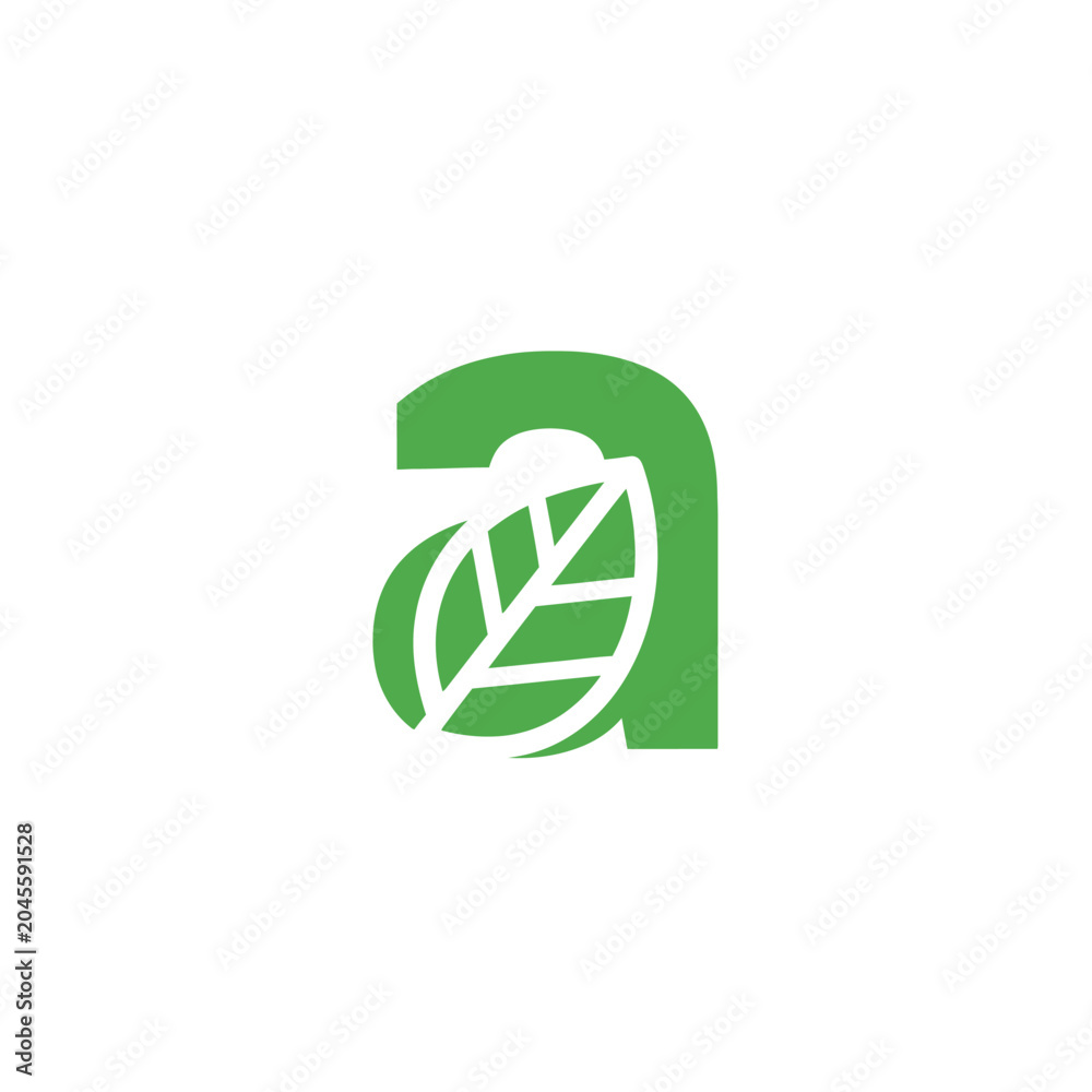 Obraz premium Green and white stylized lowercase letter 