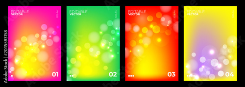 Foto Summer bokeh poster templates vector set