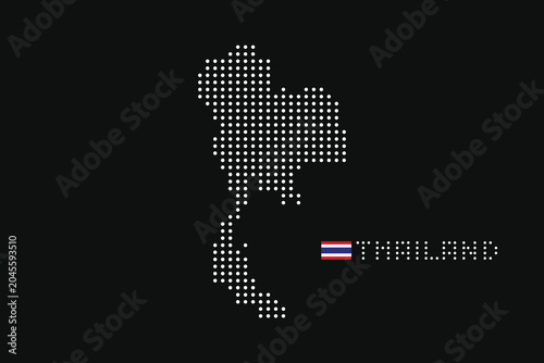 Thailand dotted map with national flag vector on black background