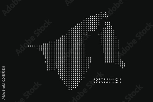 Brunei dotted map on black background