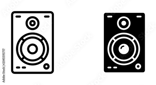Cuadro en lienzo Audio Speaker Icons, Sound System Vector Graphics, Music Equipment Symbols