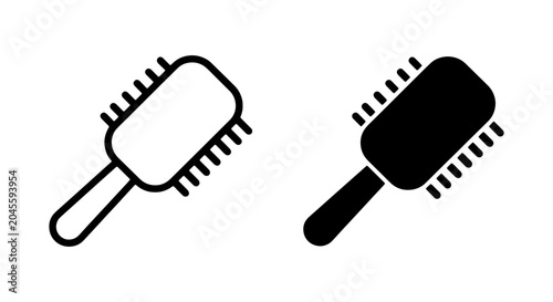 Bild auf Leinwand Hair Brush Icons, Black and White Vector Set, Styling Tool Graphics
