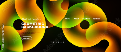 Bilde på lerret Abstract fluid shapes, vibrant colors dominate dark background