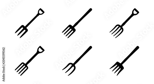 Принти на полотні Pitchfork Icons Set, Garden Tool Vector Graphics, Farming Equipment Collection