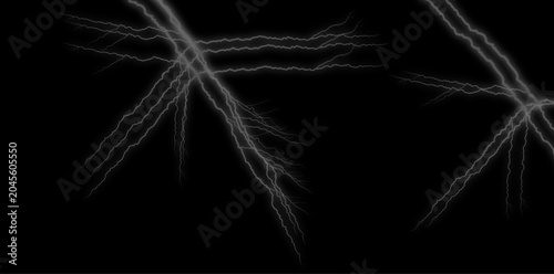 Bild auf Leinwand Glowing lightning branches on black background, electric storm effect