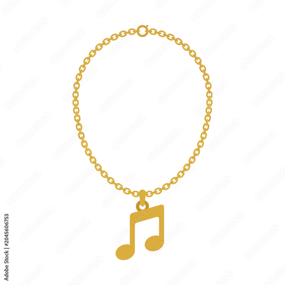Fototapeta premium Gold musical note necklace pendant