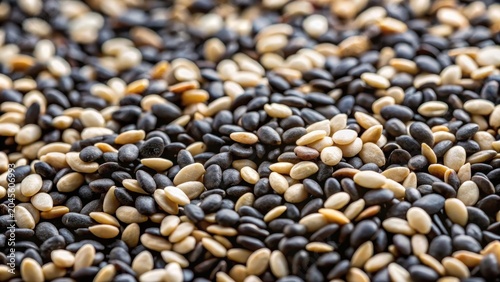Close up of mix of black and white sesame seeds