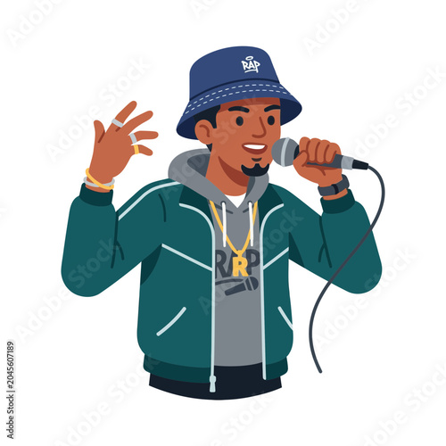 Rapper Performing with Microphone