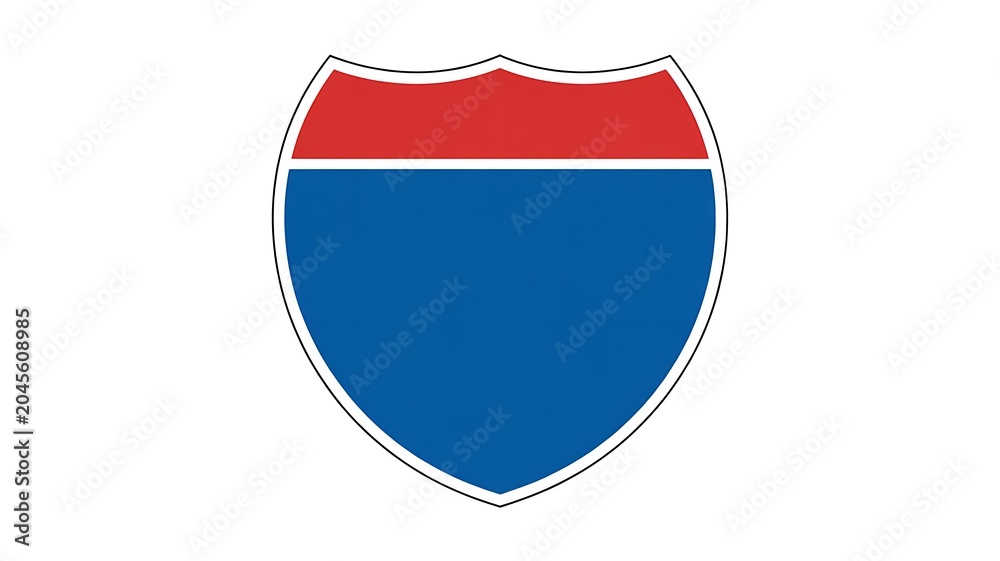 Fototapeta premium Shield icon, blue and red shield, protective symbol, security logo
