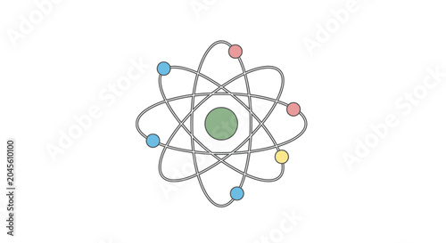 Foto Atom Structure with Colorful Electron Orbits.