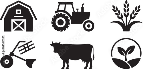 set of agro logos .Silhouette vector illustration