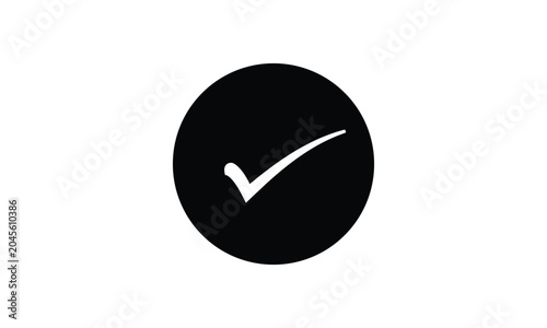 abstract hand drawn white check mark on dark circle vector illustration.