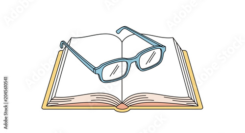 Foto Glasses on open book pages.