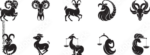 Canvas Print set of zodiac design .Silhouette vector illustration