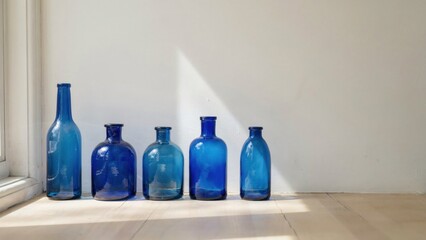 Juneteenth Reflection with Blue Bottles and Light. Generative AI.