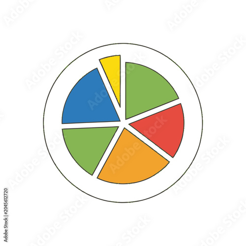 Colorful pie chart with six sections.
