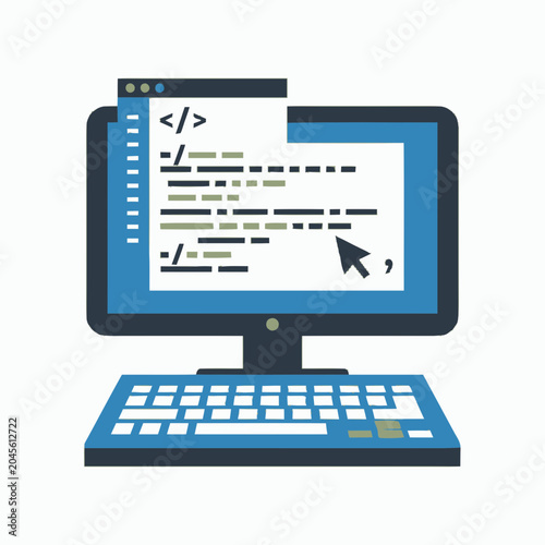 Computer screen with coding interface.