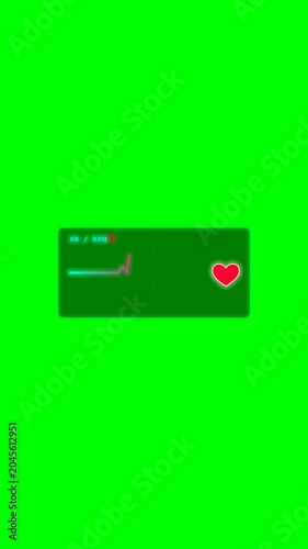 Medical ECG Heartbeat Pulse Monitor Loop Animation on Green Screen