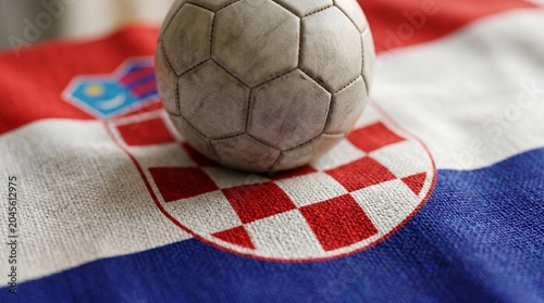 Soccer Ball on the National Flag of Croatia