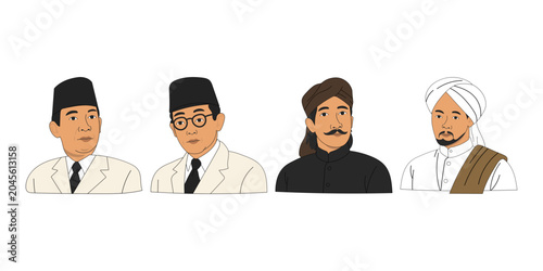 Bild auf Leinwand Handrawn Pahlawan Indonesia Illustration