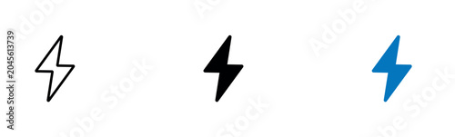 Tableau sur toile Lightning bolt icon set. Electric power symbol.