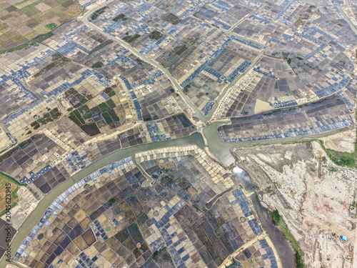Fotografie Aerial View of Traditional Salt Farms in Cox’s Bazar Bangladesh