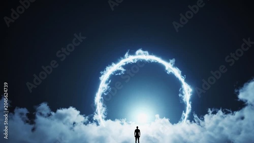 Electric Ring Portal Above Clouds