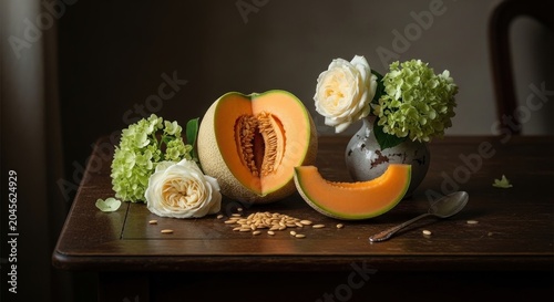 still life with melon