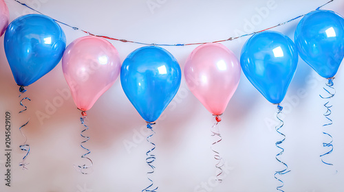 Festive Balloons for a Celebration Pink and Blue Party Decor.