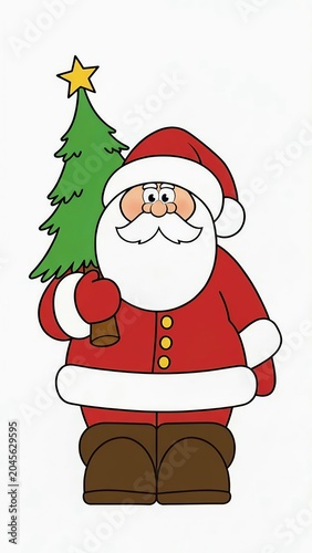 santa claus with christmas tree illustration 