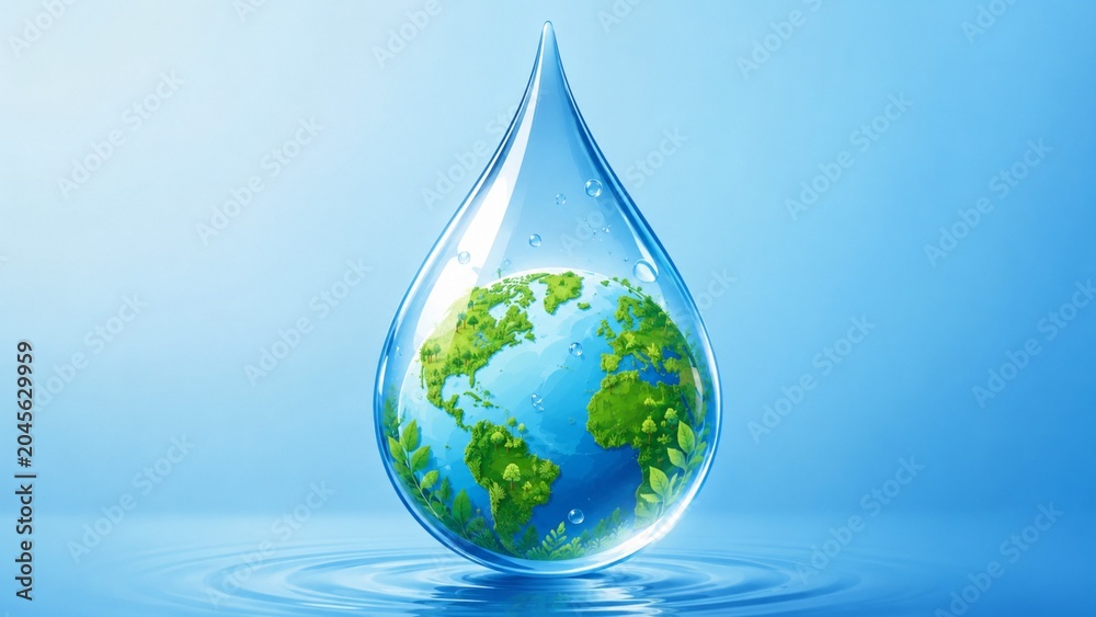 Obraz premium earth in water drop