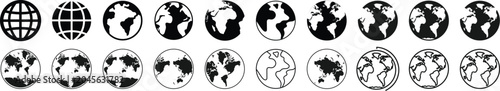 Photos Global Earth and World Map Icons Collection Vector Set.