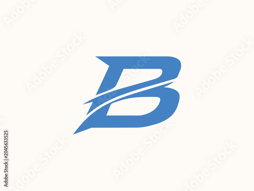 Blue letter B logo with dynamic swoosh vector design