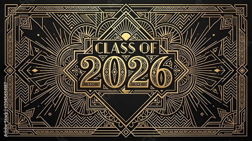 Luxury Geometric Art Deco Class of 2026 Graduation Badge