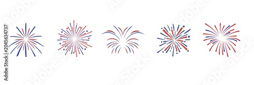 Firework set. New year fireworks vector illustration of an abstract background, 4th july