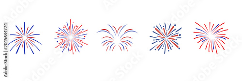 Firework set. New year fireworks vector illustration of an abstract background, 4th july