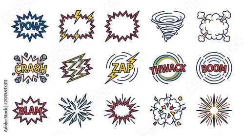 Obraz na plátne Collection of comic book sound effect speech bubbles.